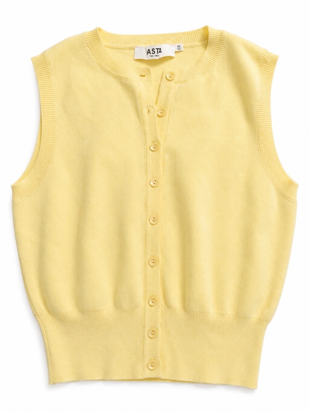 ASTR Yellow Sleeveless Button-Front Knit Top for